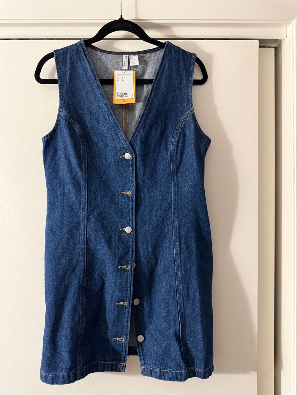 H&M Dark Blue Sleeveless Denim Button Dress